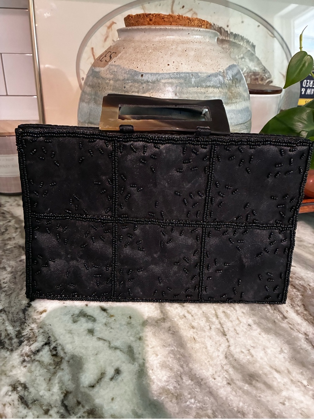 Vintage Black Beaded Evening bag/Clutch
